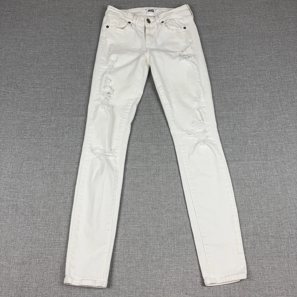 Paige Verdugo Ultra Skinny Jeans Womens 25 White Distressed Stretch Denim